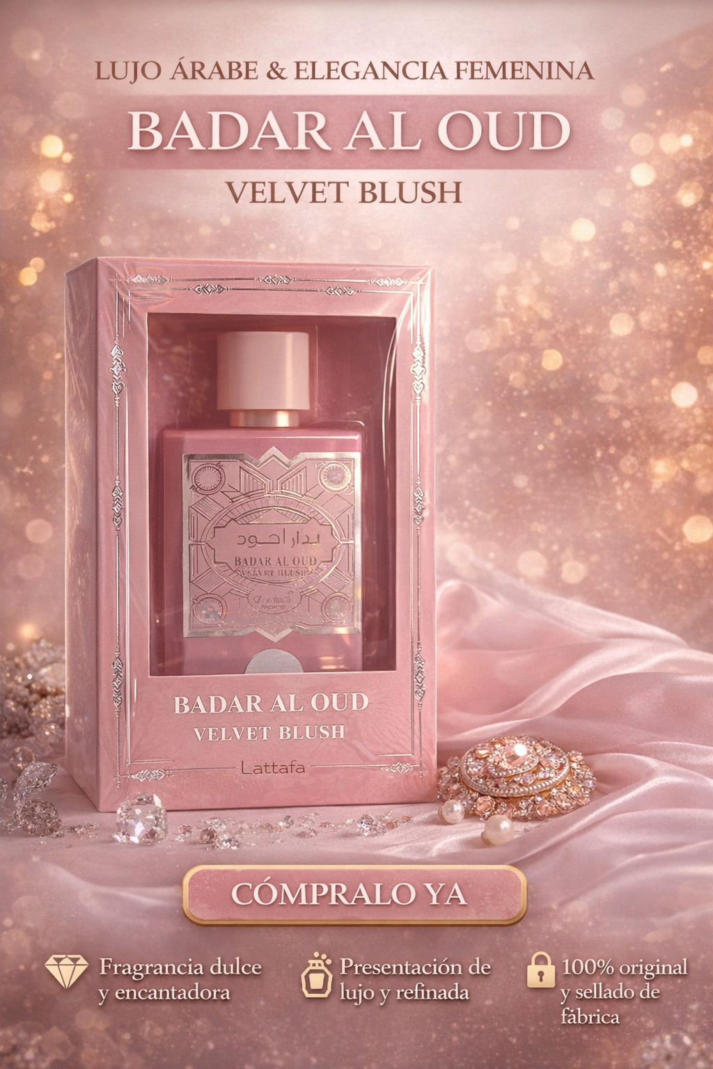 Badr Al Oud Velvet Blush – Perfume Árabe Original Importado | Larga Duración & Aroma Exclusivo
